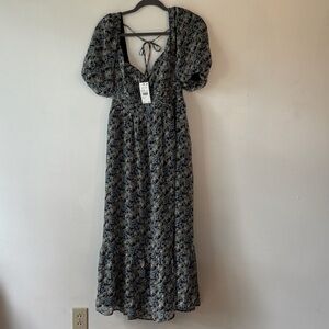 ASTR the Label Blue Floral Puff sleeve maxi NWT Sz XL